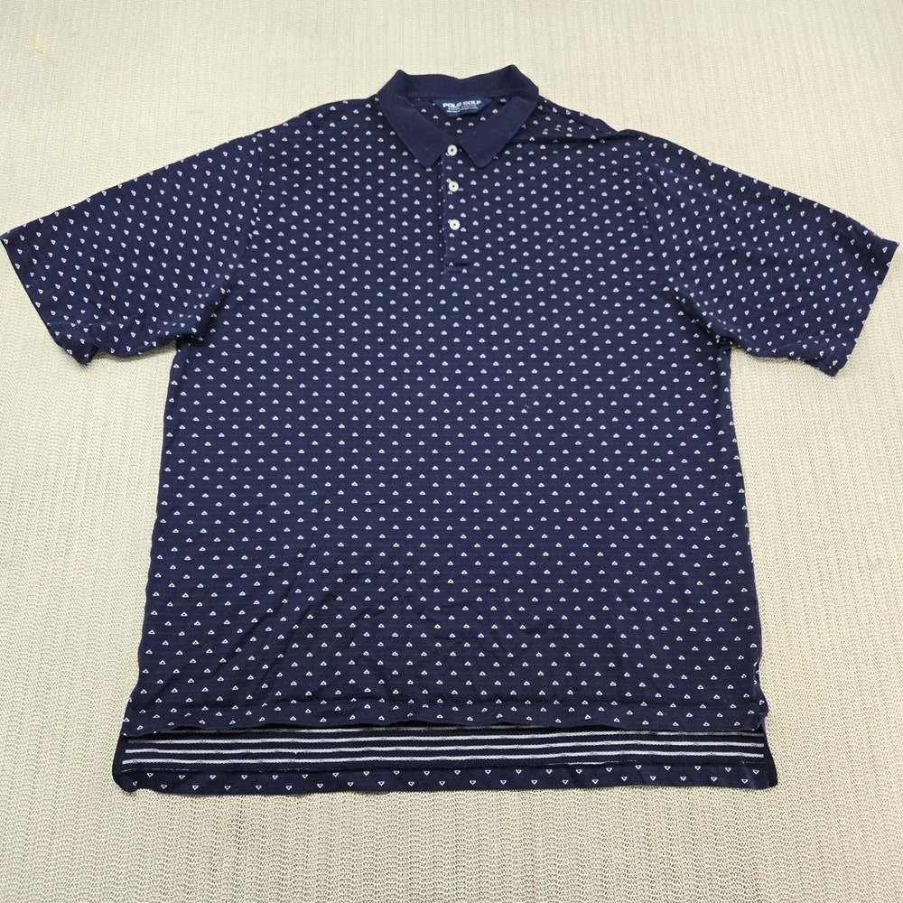 Polo Ralph Lauren Golf Shirt Mens Extra Large Blue White Short Sleeve Pony Logo